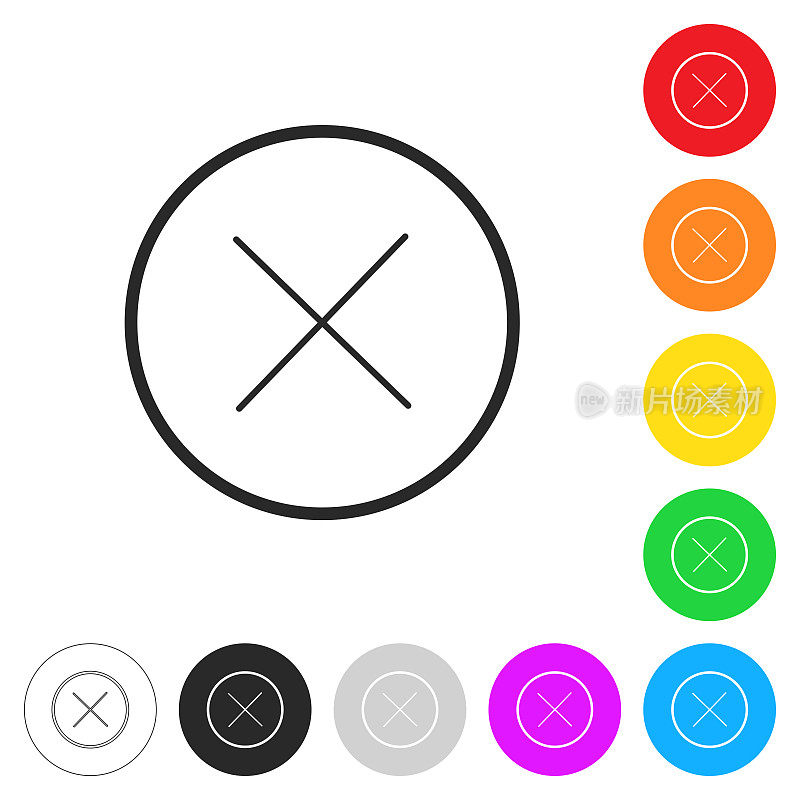 十字标记。按钮上不同颜色的平面图标