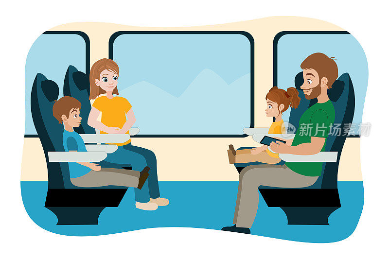 乘火车旅行-家庭(父母带着孩子)