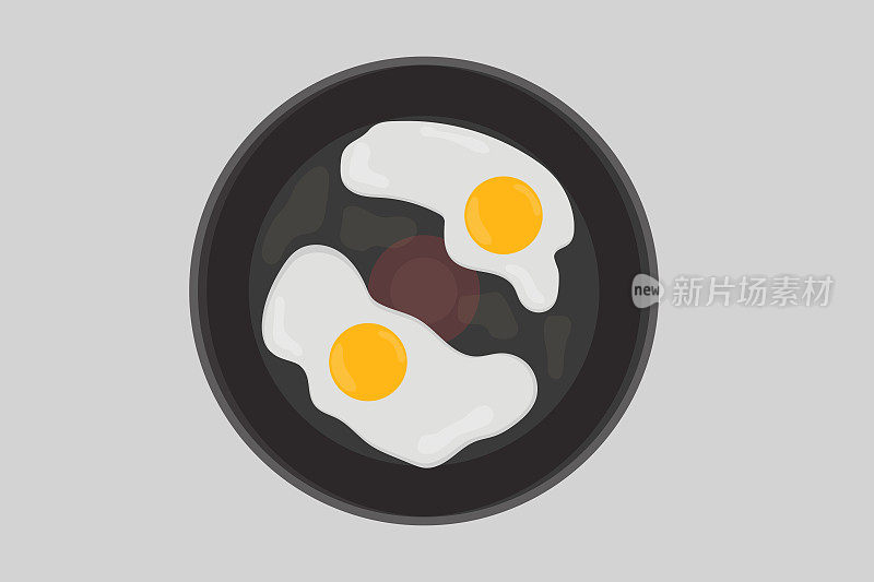 炒鸡蛋在平底锅里炒肉早餐