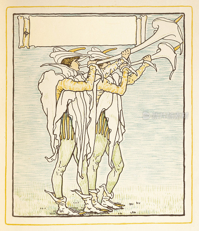 两个吹小号的人新艺术设计书插图1899