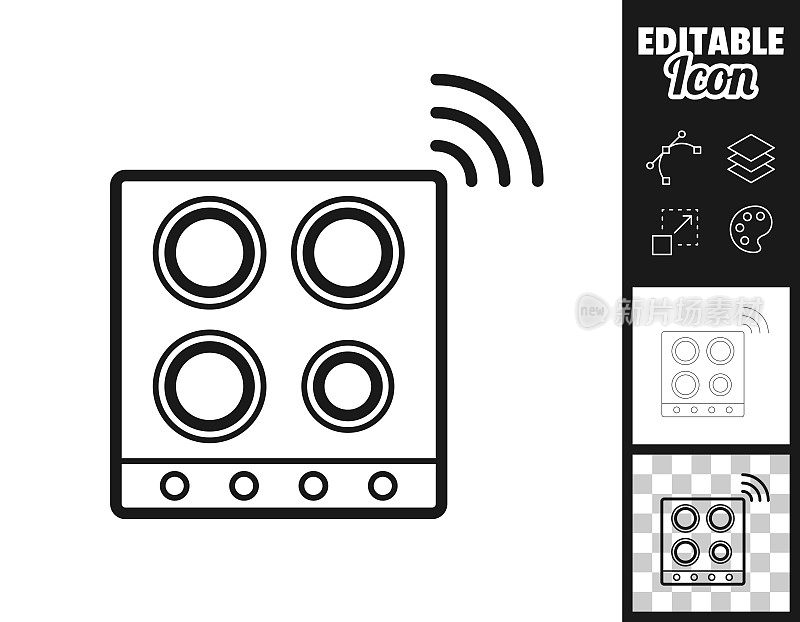 聪明的炉灶面。图标设计。轻松地编辑
