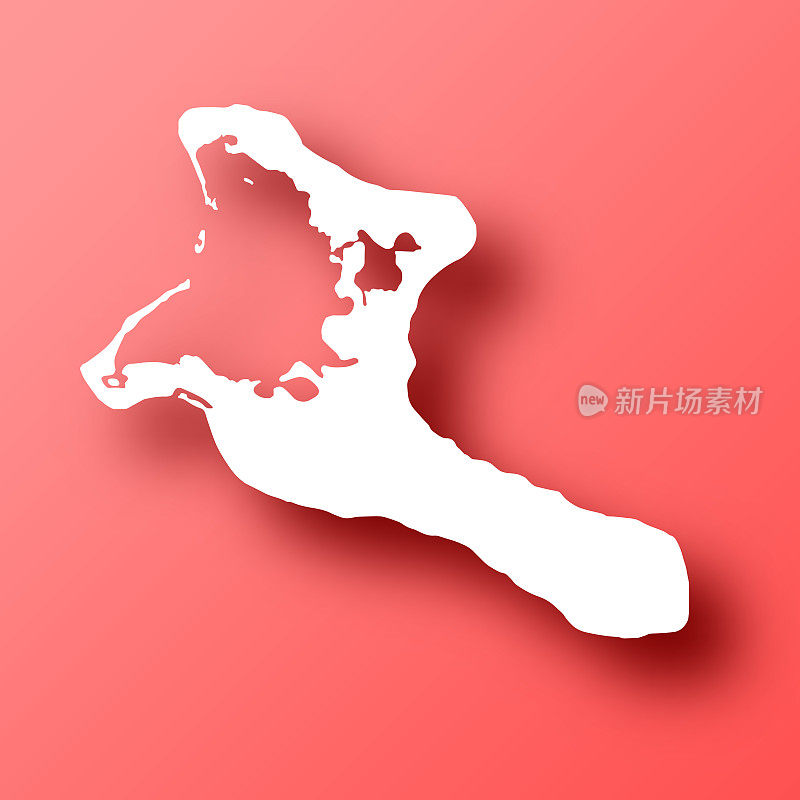 基里巴斯地图红色背景与阴影