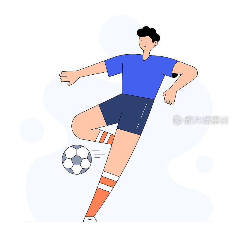 足球运动员平面设计矢量插图