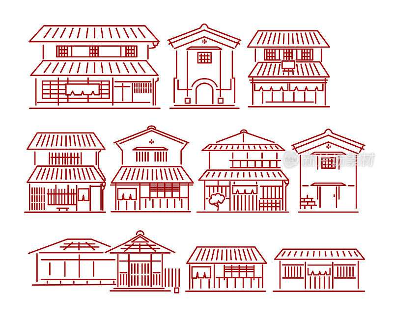 日本住宅和老民居图标集