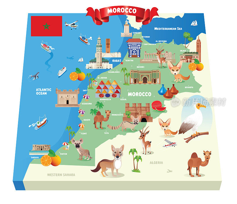 摩洛哥卡通地图