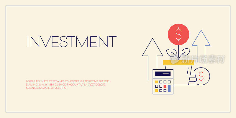 投资相关的设计与线图标。经济，金融顾问，利率，金融。