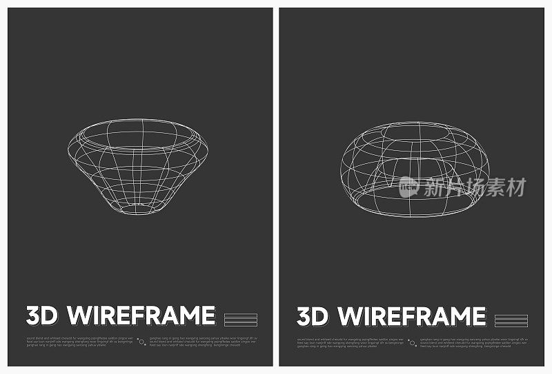 抽象黑白三维几何结构线形海报矢量背景集合