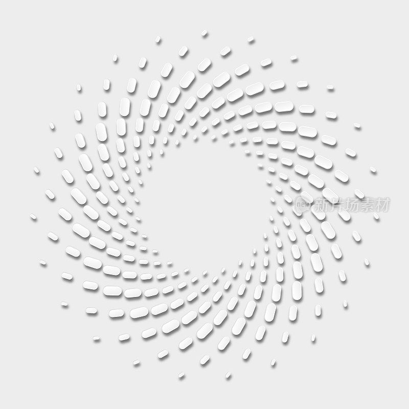 圆形药丸形状的3d漩涡图案，在灰色上