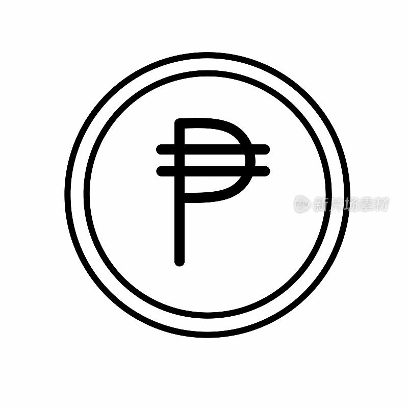硬币细线图标与比索标志。菲律宾的货币。