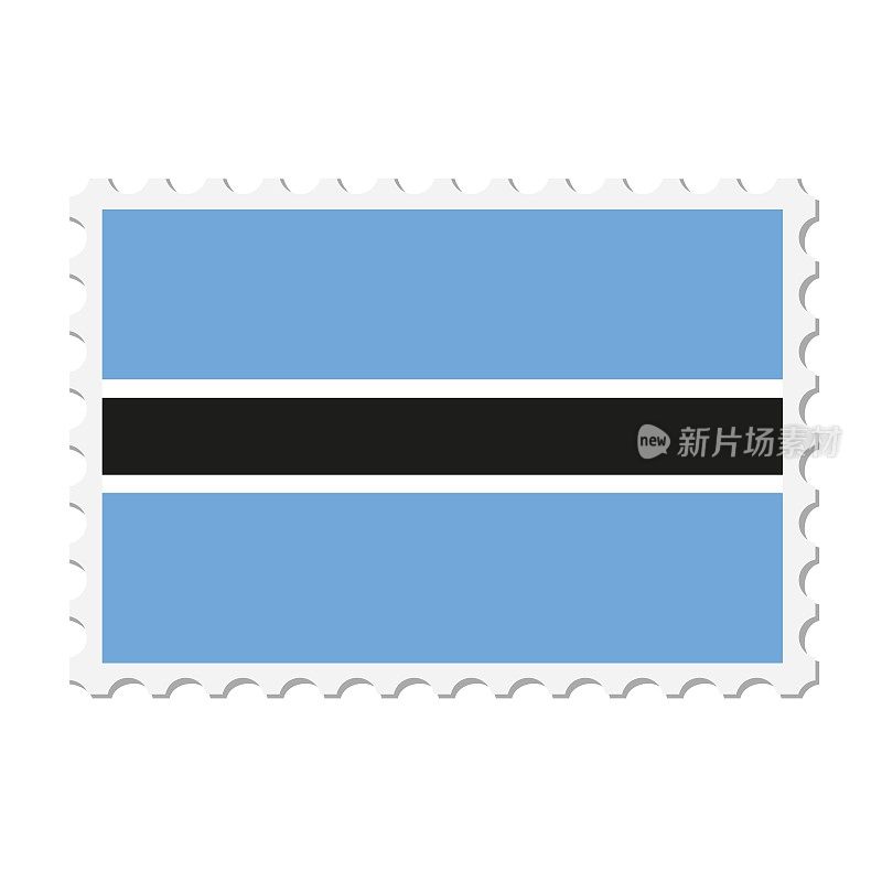 博茨瓦纳邮票。明信片矢量插图与博茨瓦纳国旗孤立的白色背景。