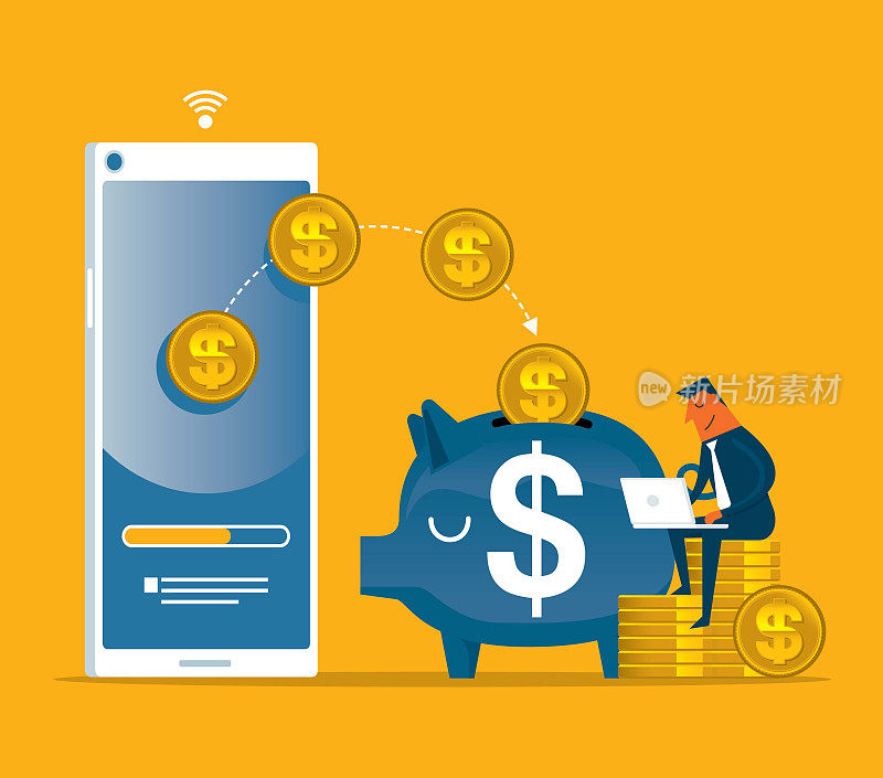 网上赚钱-存钱罐-商人