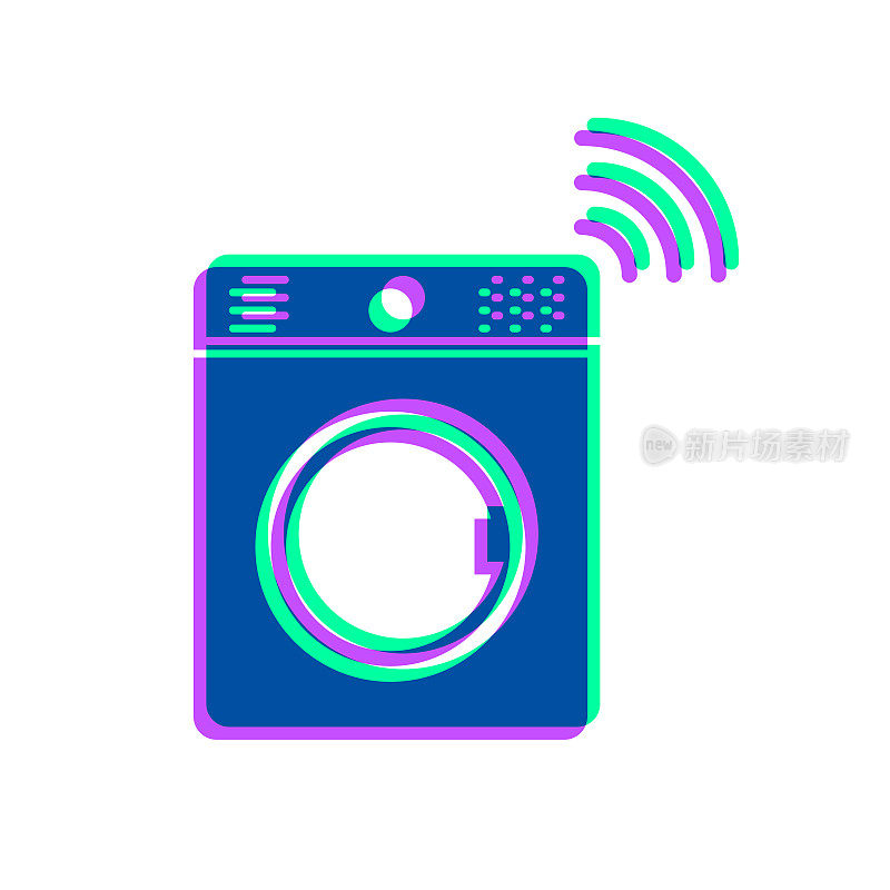 智能洗衣机。图标与两种颜色叠加在白色背景上