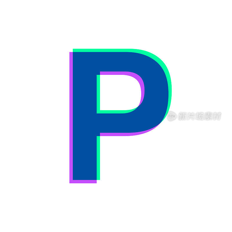 字母p图标与两种颜色叠加在白色背景