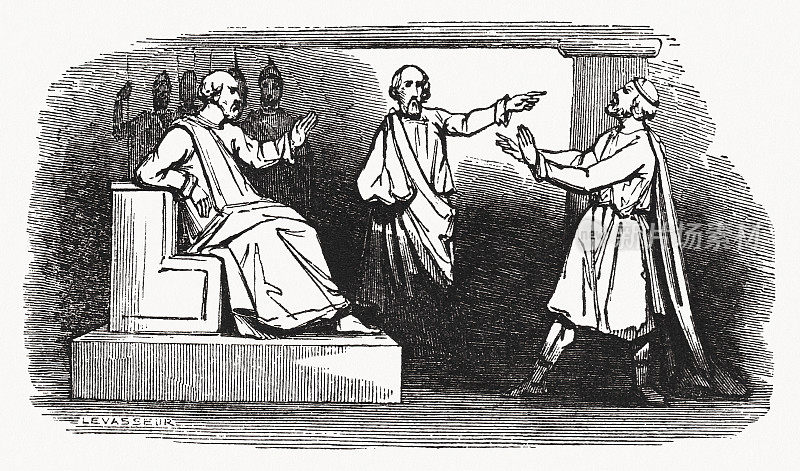 保罗先于腓力斯(使徒行传24)，木版，1837年出版