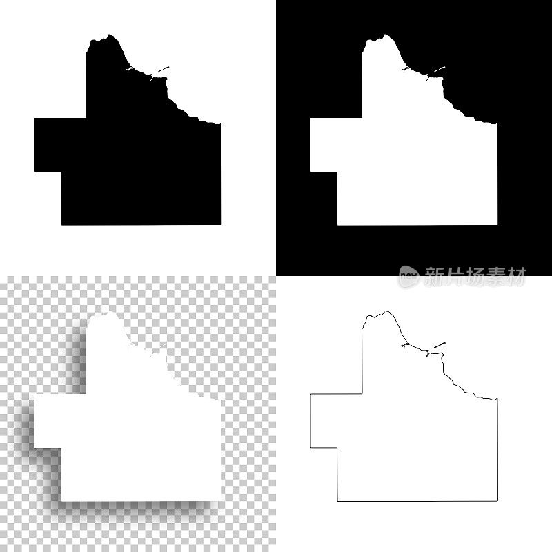 森林县湖，明尼苏达州。设计地图。空白，白色和黑色背景