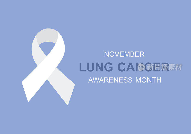 十一月肺癌宣传月文本和白色意识蓝背景丝带