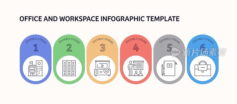 办公室和工作空间相关的矢量信息图设计概念。