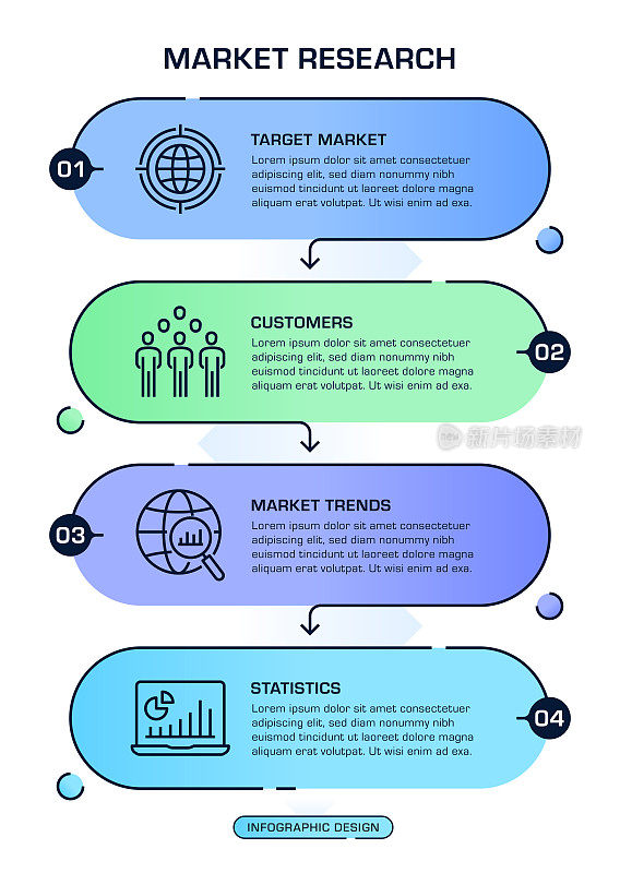 市场研究信息图表设计与可编辑的图标