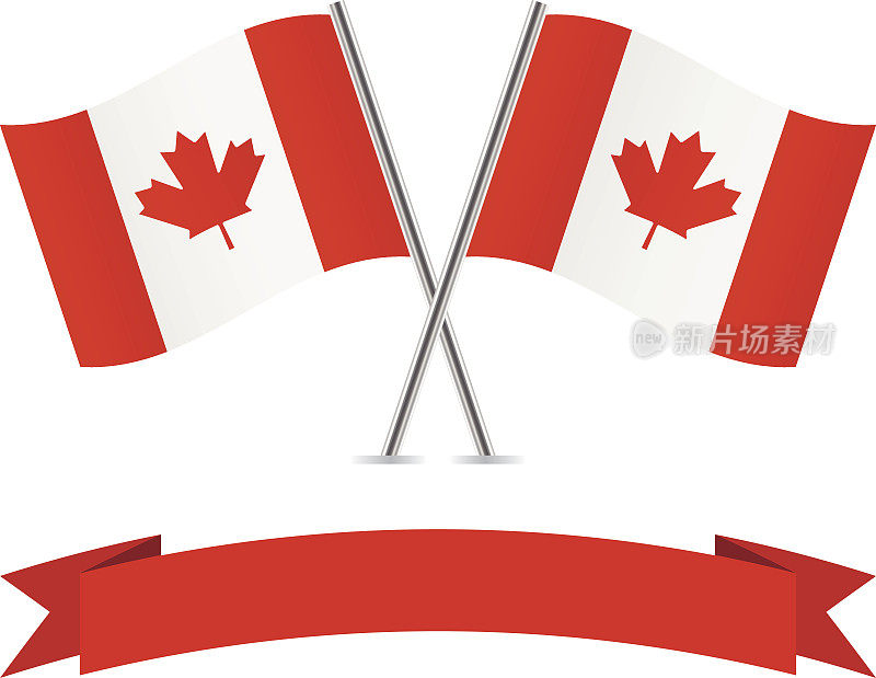 加拿大国旗和旗帜。