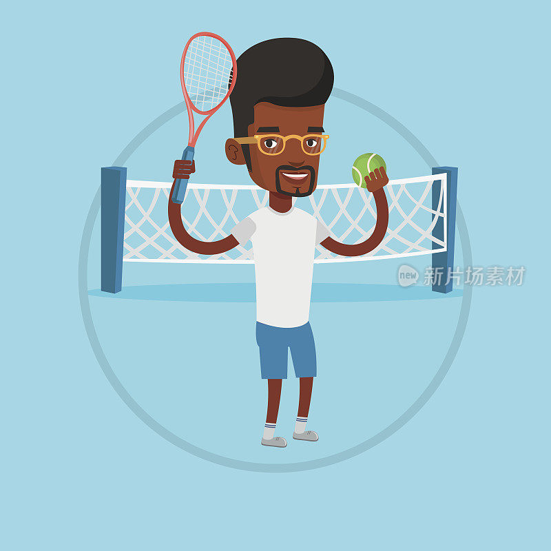 男性网球运动员矢量插图