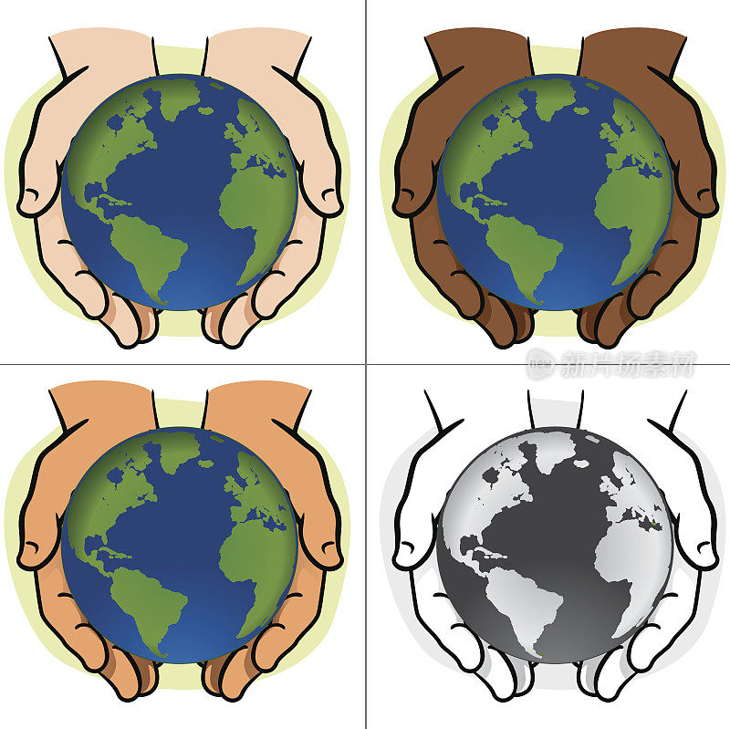人物双手牵着地球、种族