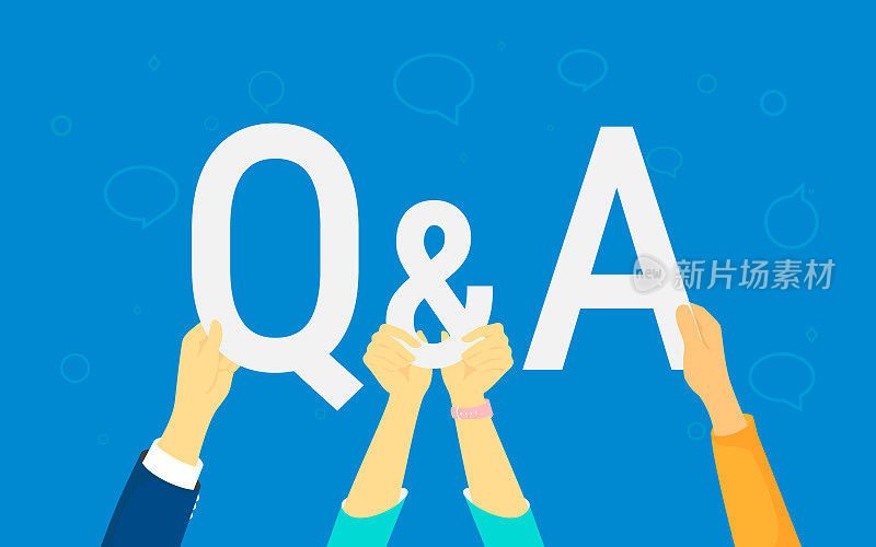 提问和回答概念插图的人的手持有字母Q和A