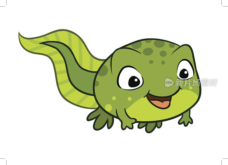 矢量卡通插图的可爱的快乐蝌蚪