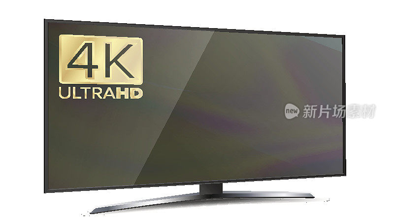 4K屏幕分辨率智能电视。超高清显示器隔离在白色插图
