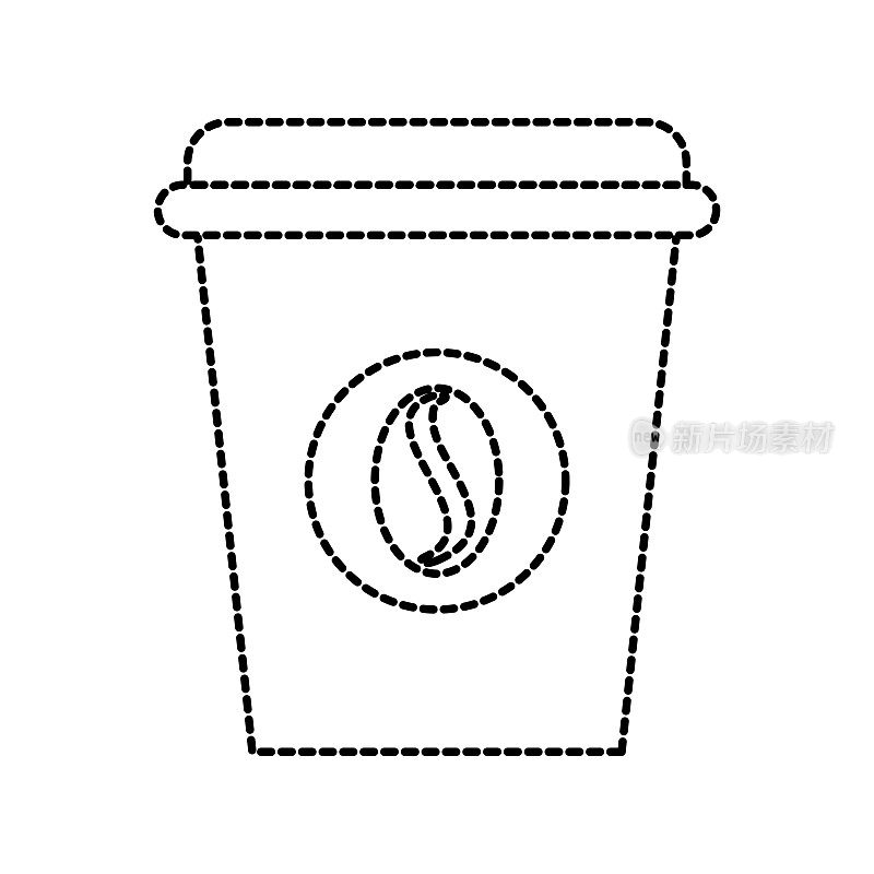 一次性咖啡杯图标与咖啡豆徽章