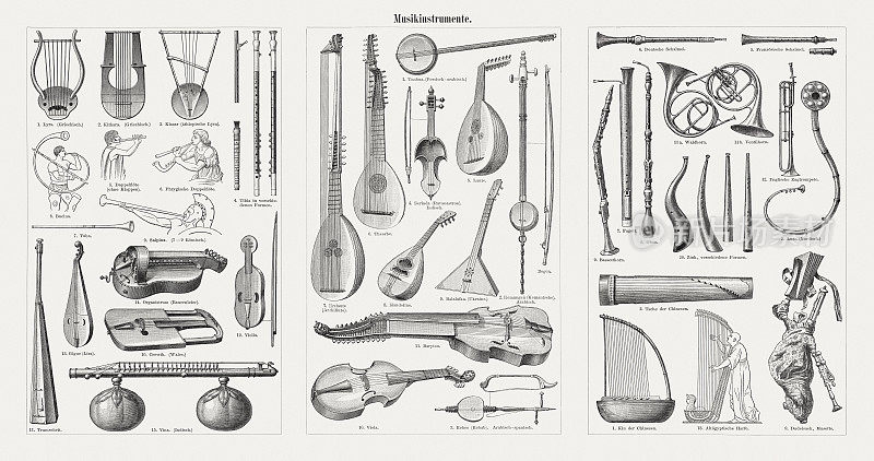 乐器,木刻,1900年出版