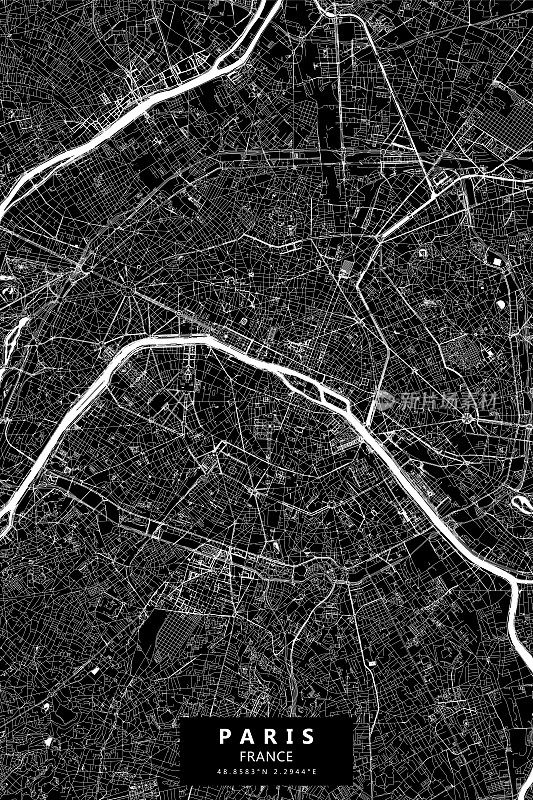 巴黎，法国矢量地图