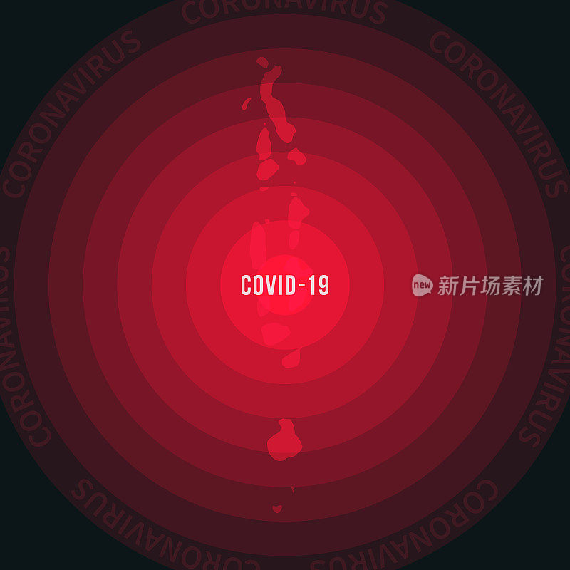 马尔代夫地图与COVID-19的传播。冠状病毒爆发