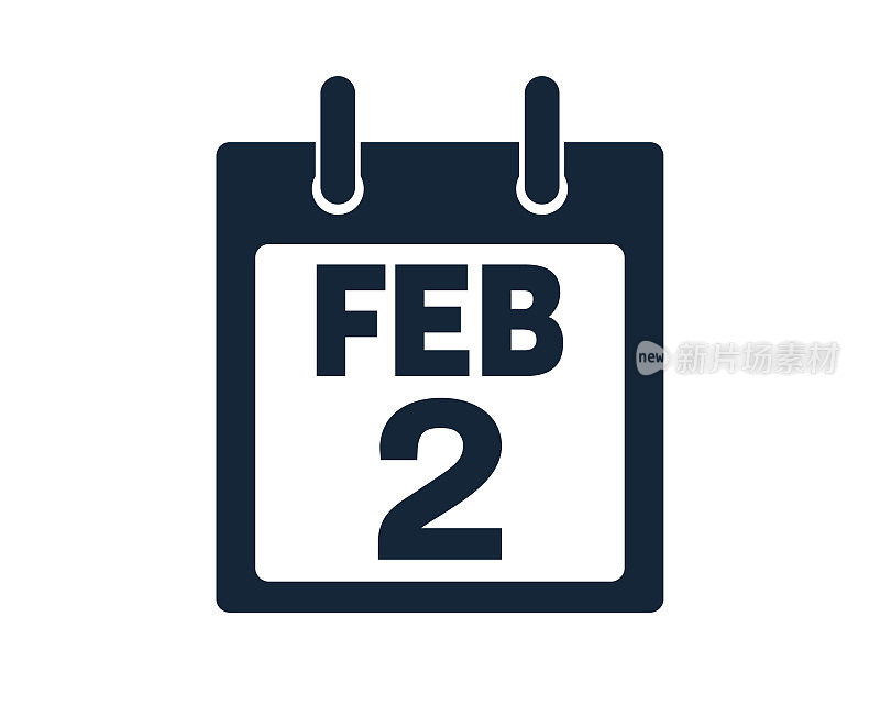 2月2日日历图标股票矢量插图