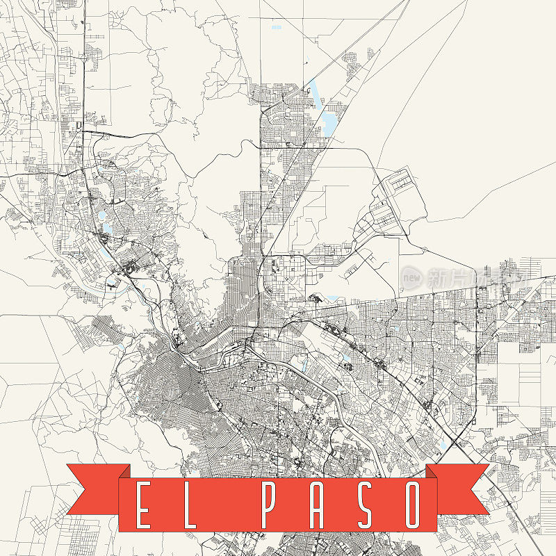 埃尔帕索，德克萨斯州，美国矢量地图