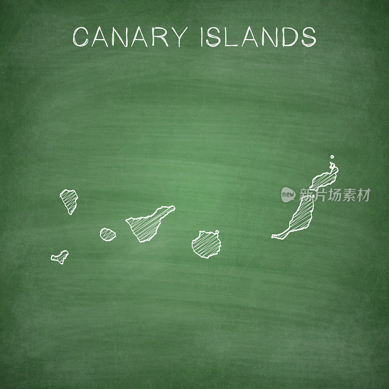 加那利群岛的地图画在黑板上-黑板