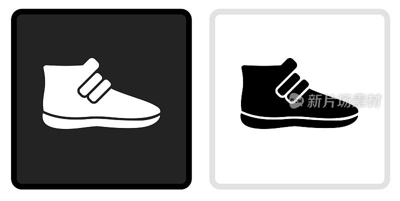 篮球运动鞋图标上的黑色按钮与白色翻转