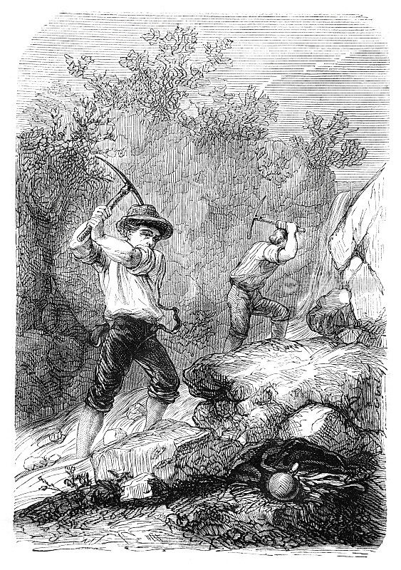 人们在旧金山开采金矿美国加利福尼亚州1862年