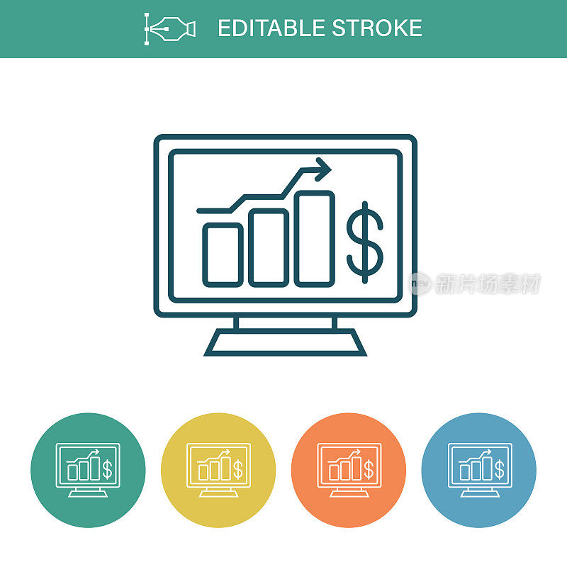 条形图可编辑的笔触细线图标
