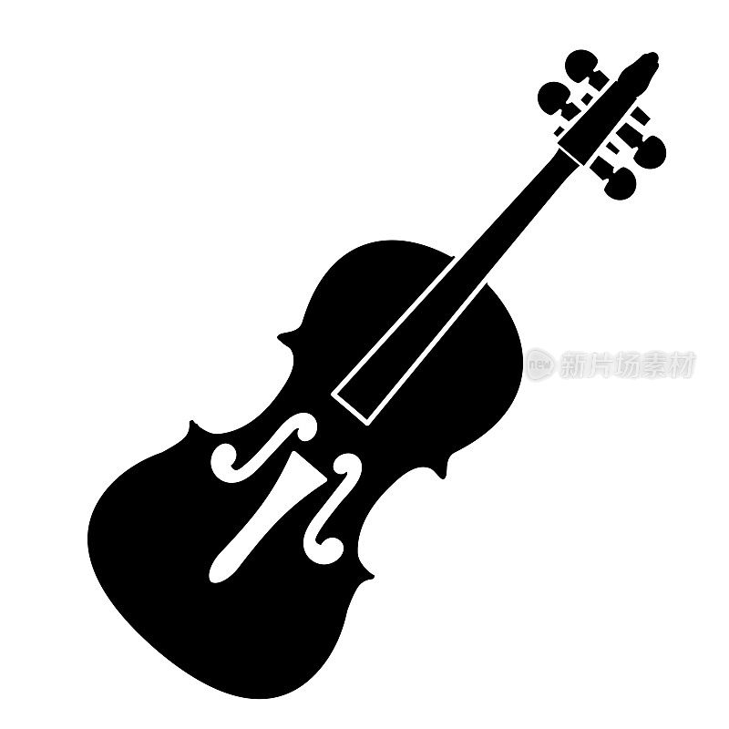 白色背景上的小提琴乐器的细线图标