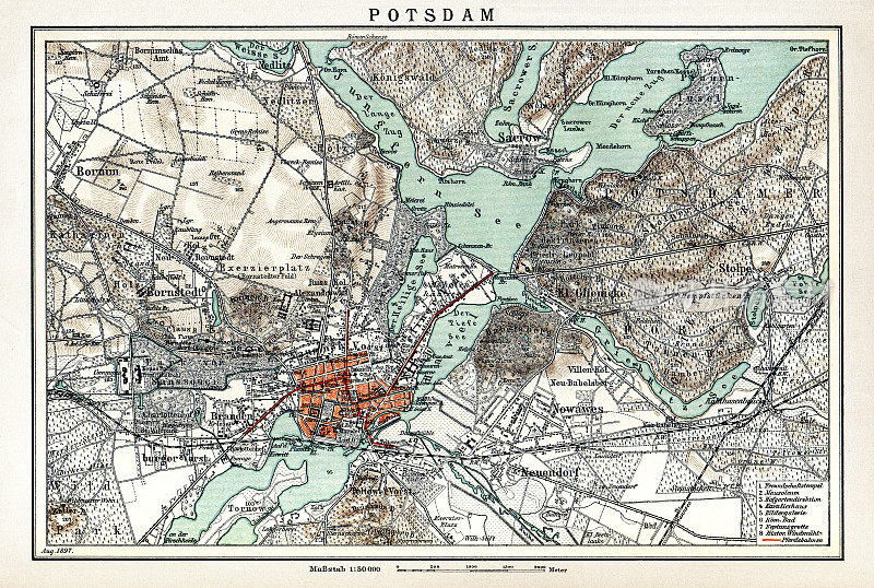 德国勃兰登堡波茨坦地图，1898年
