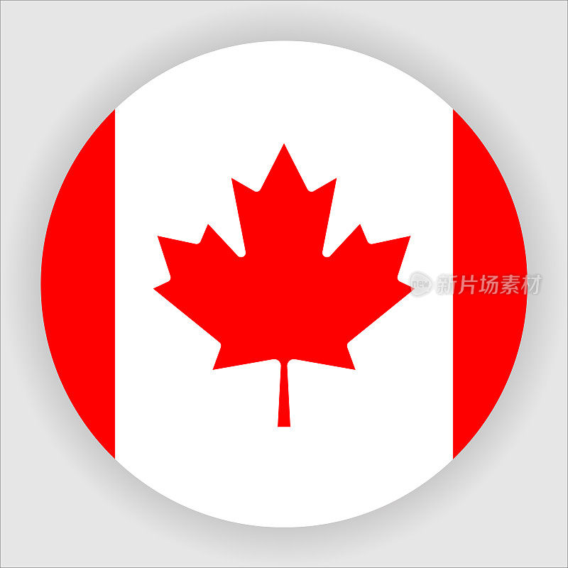加拿大平圆形国家国旗按钮图标