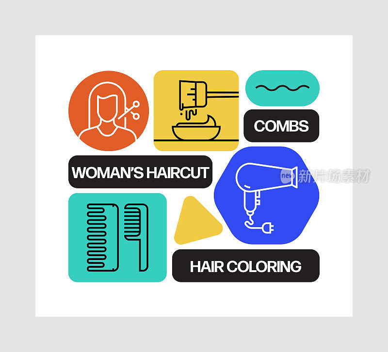 理发店概念,线条风格矢量插图