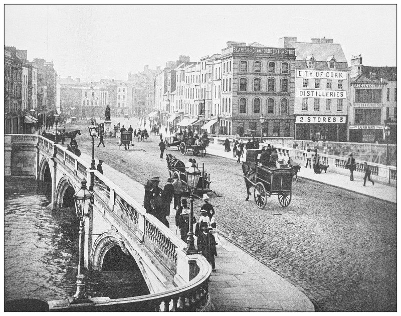 爱尔兰的古董照片:圣帕特里克桥，科克