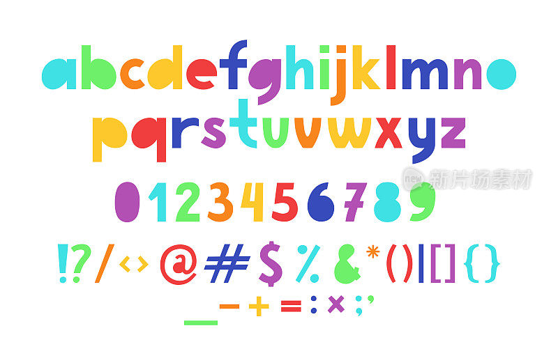 手绘抽象极简主义现代字体字母表。字体字体小写，数字。