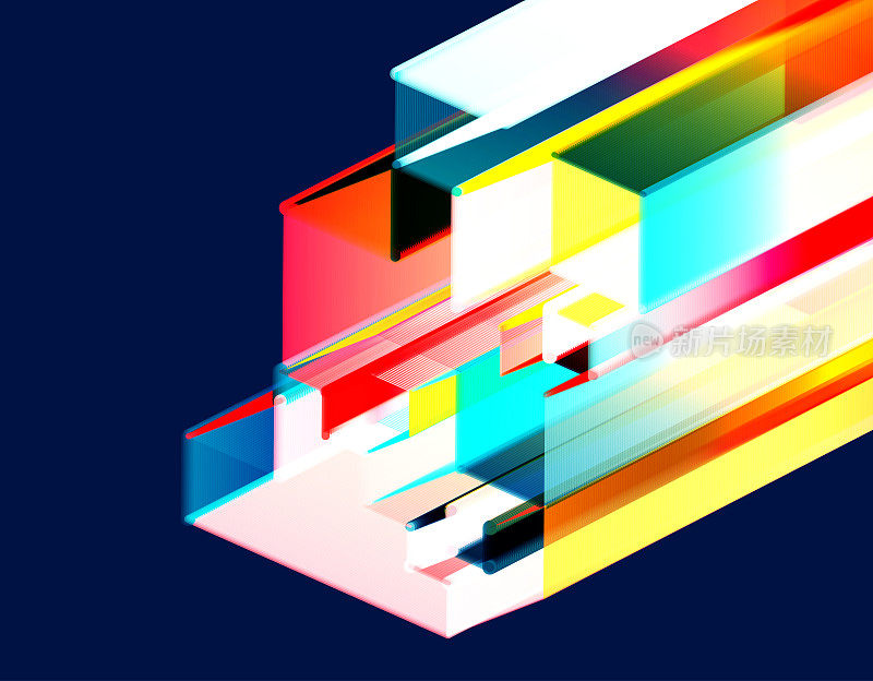 色彩透明立方体几何结构极简主义图案背景