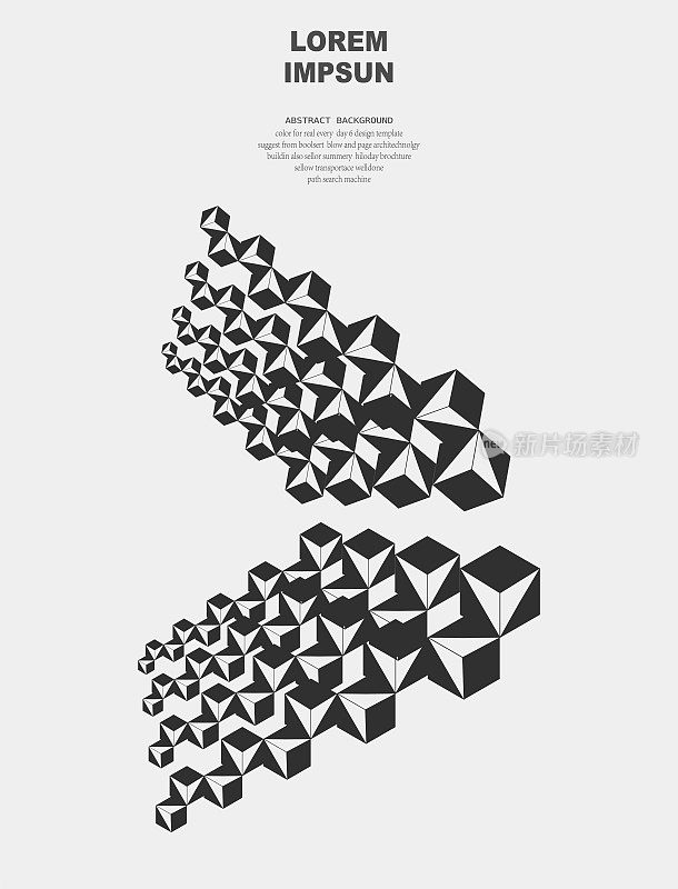 抽象黑白径向风格三角形图案设计元素