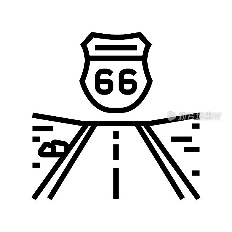公路66线图标矢量插图