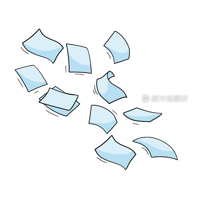 文件的纸质档案掉了下来。飞行表。白纸。