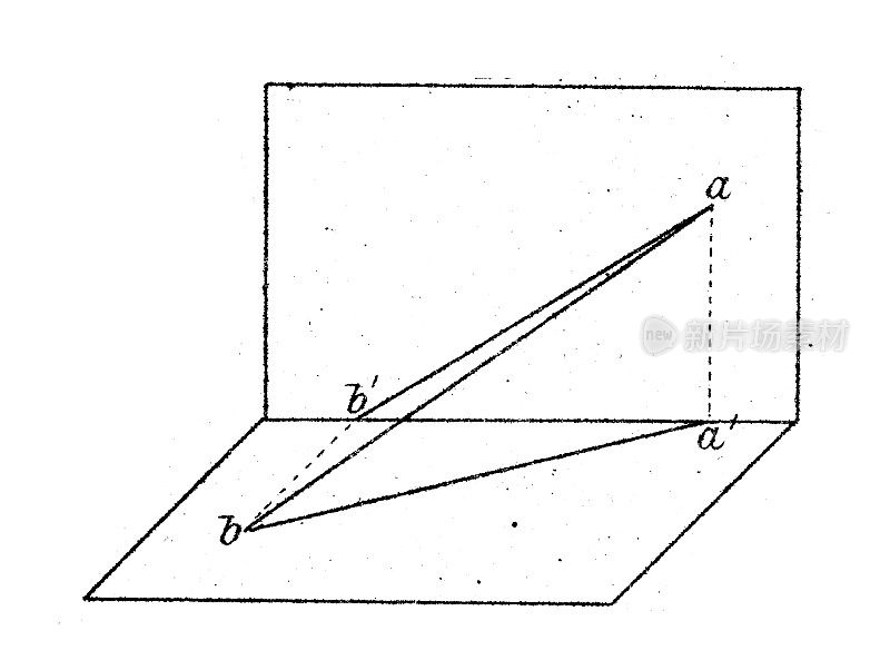 古董插图，数学和几何:投影和交叉