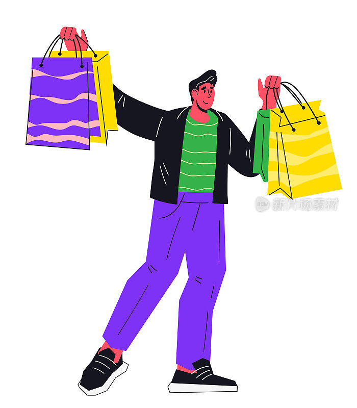 买家快乐，消费者有购买。时尚达人或购物狂，打折的买家。